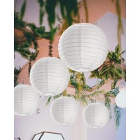 Treela 30 Pack White Chinese Japanese Paper Lanterns Decorative Hanging Ball Lanterns Round Paper Lantern Lamps For Wedding Birt