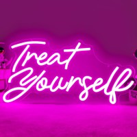 Treat Yourself Neon Sign Letter Neon Lights Dimmable Led Signs For Wall Decor Pink Light Up Signs For Birthday Party Wedding Gir