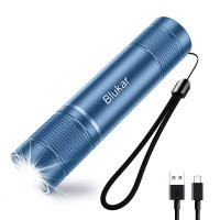 Blukar Flashlight Rechargeable, High Lumens Tactical Flashlight, Super Bright Small Led Flash Light-Zoomable, Adjustable Brightness, Long Lasting For Camping, Christmas Gifts Men & Women-Cobalt Blue