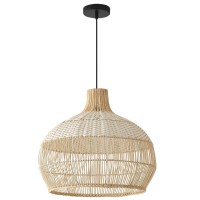 Teru Ji Kaikang Rattan Pendant Light Fixture 1574 White Handwoven Faux Rattan Boho Hanging Lamp For Dining Living Bedroom Ki