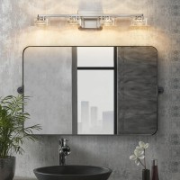 Zhizenl Bathroom Light Fixtures Dimmable Led 4 Light Bathroom Vanity Light Over Mirror Modern Crystal Brushed Nickel Vanity Li