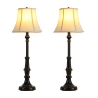 Smeike 2 Pack Vintage Style Table Lamp Buffet Table Lamp Traditional Bedside Lamps Tall Table Lamp Set Of Two For Living Room