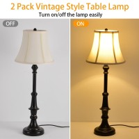 Smeike 2 Pack Vintage Style Table Lamp Buffet Table Lamp Traditional Bedside Lamps Tall Table Lamp Set Of Two For Living Room