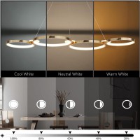 Jsxl Modern Pendant Lights Kitchen Island Gold, 4 Rings Dimmable Led Hanging Lamp, 3000K-6000K With Remote Contro Chandelier, Adjustable Pendant Light Fixtures For Dining Room, Bedroom (60 W, 42 In)