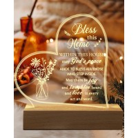 Hiipeenow House Warming Gifts New Home House Blessing Acrylic Engraved Night Light 1519Cm Christian Present First Home New Ap