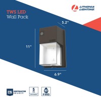 Lithonia Lighting Tws Led Alo Sww2 Mvolt Pe Ddb M2 Led Wall Pack With Switchable Color Temperature, Adjustable Lumen Output And Switchable Photocell, Mvolt 120-277V, Dark Bronze