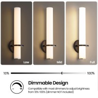 Aijiasi Black Wall Sconce Dimmable Modern Wall Sconce 18W 3000K Led Bathroom Lights With Acrylic Lampshade Wall Sconce Light