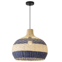 Teru Ji Kaikang Faux Rattan Pendant Light 197 Blue White Handwoven Basket Chandelier For Living Room Bedroom Kitchen Hallway