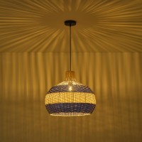 Teru Ji Kaikang Faux Rattan Pendant Light 197 Blue White Handwoven Basket Chandelier For Living Room Bedroom Kitchen Hallway