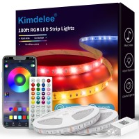 Kimdelee 99Ft Led Strip Lights, 12V Rgb Led Lights For Bedroom, Color Changing 5050 Rgb With Bluetooth Music Sync App Remote Controller For Gaming Room, Indoor