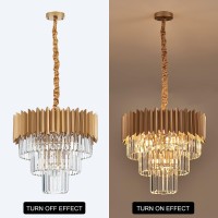 Faibra 2007In Gold Crystal Pendant Light 9Light 3Tier Luxury Crystal Pendant Light Perfect For Dining Room Bedroom Kitchen