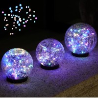 Xksinmy Solar Globes For Outside Solar Balls For Garden Crackle Glass Globe Solar Garden Lights Lawn Decor Yard Decor Backyard D