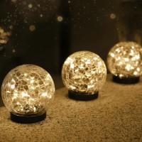 Xksinmy Solar Globe Lights Outdoor Waterproof Crackle Glass Ball Lights Lawn Decorations Garden Decor Yard Lights For Backyard D