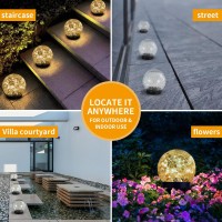 Xksinmy Solar Globe Lights Outdoor Waterproof Crackle Glass Ball Lights Lawn Decorations Garden Decor Yard Lights For Backyard D