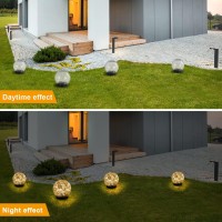 Xksinmy Solar Globe Lights Outdoor Waterproof Crackle Glass Ball Lights Lawn Decorations Garden Decor Yard Lights For Backyard D