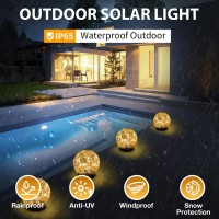 Xksinmy Solar Globe Lights Outdoor Waterproof Crackle Glass Ball Lights Lawn Decorations Garden Decor Yard Lights For Backyard D