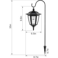 Vioview Hanging Solar Lights Outdoor Waterproof 35 Inch Shepherd Hook Lights With 4 Shepherd Hooks Solar Lantern Lights For Ga