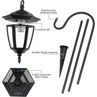 Vioview Hanging Solar Lights Outdoor Waterproof 35 Inch Shepherd Hook Lights With 4 Shepherd Hooks Solar Lantern Lights For Ga