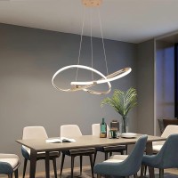 Modern Led Pendant Light, Ring Dimmable Led Chandelier Lighting Fixture With Remote, Adjustable Chandeliers, Hanging Pendant Lighting For Dining Room Kitchen Island, Office, Restaurant (Gold)