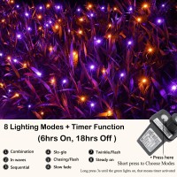 Joomer 12Ft X 5Ft 360Led Orange Purple Halloween Net Lights Outdoor Mesh Lights 8 Modes Timer Connectable Waterproof Bush Light