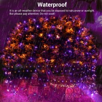 Joomer 12Ft X 5Ft 360Led Orange Purple Halloween Net Lights Outdoor Mesh Lights 8 Modes Timer Connectable Waterproof Bush Light