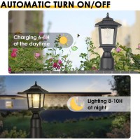 Solar Post Lights Outdoor, 2 Pack Waterproof Metal Solar Fence Lights With Pier Mount Base, 3000K Dusk To Dawn Solar Lights For Outside Deck Fence Yard Garden Patio Decor