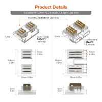 Btf-Lighting Fcob 6Pin 12Mm 0.47In Transparent Connector Kit 10Pcs Corner Connector 8Pcs Gapless Solderless Connector 5Pcs 5.9In Long 24Awg Extension Wires Support Fcob Rgbcct (+ R G B C W) Led Strip