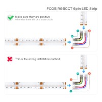 Btf-Lighting Fcob 6Pin 12Mm 0.47In Transparent Connector Kit 10Pcs Corner Connector 8Pcs Gapless Solderless Connector 5Pcs 5.9In Long 24Awg Extension Wires Support Fcob Rgbcct (+ R G B C W) Led Strip