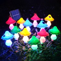 Nowsok Solar Mushroom String Lights For Outside Garden Decor, Mushroom Decor Lights With Extreme Bright Led String Lights & Ip65 Waterproof Umbrella Edge/12 Led/Total Length:24.5Ft