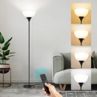 Outon Standing Lamp, Modern Floor Lamp With Remote,4 Color Temperatures, Stepless Dimmable Brightness, Timmer, Torchiere Lamps For Living Room, Bedroom, Office, Reading(9W Led Bulbs Included)