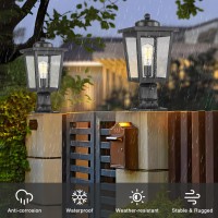 Luminzone Dusk To Dawn Outdoor Post Lights Seeded Glass Lamp Post Light Fixture Black Finish Waterproof And Antirust Aluminum