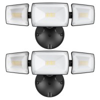 Ustellar 2 Pack 55W Led Flood Light Outdoor, 5500Lm Outdoor Flood Lights 5000K Daylight White, Switch Controlled Exterior Security Light Waterproof With 3 Heads Adjustable, Spot Lights For Eave Yard