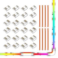 Btflighting 3Pin 12Mm Width Transparent Connector Kit 8Pcs Strip To Strip Connector 8 Pairs Of Wire To Strip Connectors Only Su