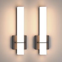 Aoceley Modern Led Wall Sconces Set Of Two18W 3000K Dimmable Led Sconces Wall Lightingbathroom Vanity Light Fixture Acrylic Sh