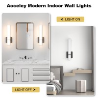 Aoceley Modern Led Wall Sconces Set Of Two18W 3000K Dimmable Led Sconces Wall Lightingbathroom Vanity Light Fixture Acrylic Sh