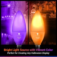 6 Pack Bluex Led Candle Purple Orange Light Bulb - 4W (40Watt Equivalent) - E12 Base Purple Orange Led, Party Decoration, Porch, Home Lighting, Holiday Lighting, Candelabra Bulbs