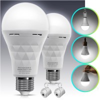 Rechargeable Emergency Led Bulb, Lohas A21 Multi-Function Battery Backup Emergency Light Bulb For Power Outage Camping Outdoor Activity Hurricane, Daylight White 5000K, 10W, 850Lm, 2 Pack