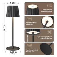 Funtaphanta Halloween Christmas Rechargeable Cordless Table Lamp, 3000K Dimmable Battery Powered Lamp, Ip54 Waterproof, Long Battery Life Bedside Lamp For Restaurant/Indoor/Outdoor (Black)