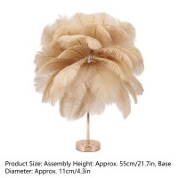 Feather , 3 Modes Ostrich Feather Lamp With Touch Switch Base Usb Charging, Modern Dimmable Bedside For Home Bedroom Nightstand Girl Room Wedding Decoration (Light Tan)