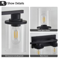 Stambord Matte Black Bathroom Vanity Light Fixtures 6 Light Bathroom Vanity Light With Clear Glass And Metal Base Vanity Light