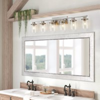 Stambord Brushed Nickel 6 Light Vanity Bathroom Light Fixture With Clear Glass Shade And Nickel Metal Base