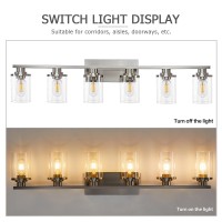 Stambord Brushed Nickel 6 Light Vanity Bathroom Light Fixture With Clear Glass Shade And Nickel Metal Base