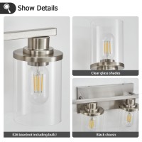 Stambord Brushed Nickel 6 Light Vanity Bathroom Light Fixture With Clear Glass Shade And Nickel Metal Base