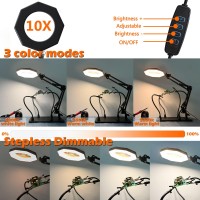 10X Magnifying Glass With Light And Stand Kuvrs 2200 Im 3Color Led Magnifying Lamp Magnetic Helping Hands Adjustable Arm Larg