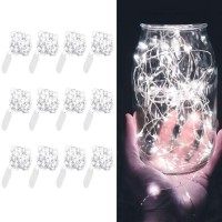 Ledikon 12 Pack Led Fairy Lights Battery Operated String Lights - 7.2Ft 20 Led,Silver Wire Cool White | Wedding,Party Centerpieces,Table Decor | Diy Crafts,Christmas,All Occasions | Mason Jars D?Cor