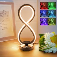 Adebime Modern Spiral Rgb Night Lamp, 10 Dimmable Light Modes With Touch Control, Unique Black Bedroom Table Lamp For Living Room And Bedside Decor, Cool Decorative Lamp