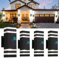 Tewei 4 Pack Dusk To Dawn Outdoor Wall Lights Modern Exterior Light Fixture 2Layer Black Outdoor Lights For House Ip65 Waterp