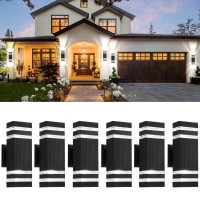 Tewei 6 Pack Outdoor Wall Lights Black Exterior Light Fixture Wall Mount Modern Outdoor Lights For House Waterproof Aluminum U