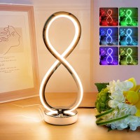 Adebime Modern Spiral Rgb Table Lamp, 10 Lighting Modes Dimmable Led Lamp With Touch Control, Unique Bedroom Nightstand Lamp For Decorating Living Room And Bedroom, Cool Silver Lamp Gift