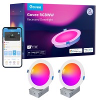 Govee Smart Recessed Lighting 4 Inch Wifi Bluetooth Direct Connect Rgbww Led Downlight 65 Scene Mode Work With Alexa Googl